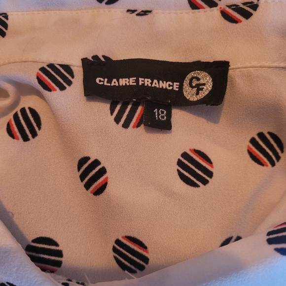 Claire France White Circle Patterned Short Sleeve Blouse 18 - Picture 6 of 6